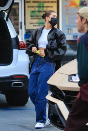 Hailey Bieber - With Justin Bieber stop by Sunset Comix comic book store in West Hollywood