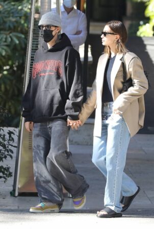 Hailey Bieber - With Justin Steps out for brunch in Bel Air