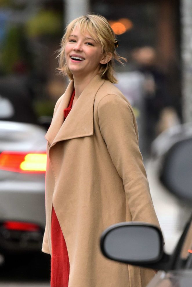 Haley Bennett - Walking her dog out in New York