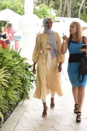 Halima Aden - Heads to dinner at Miami Swim Week in Miami