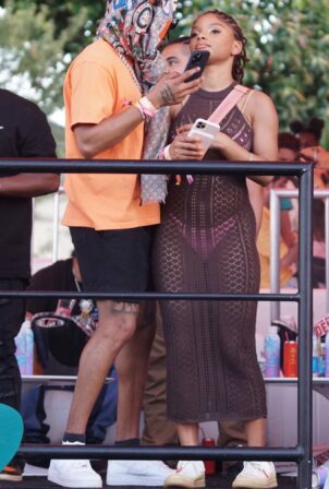 Halle Bailey - Seen at a Coachella party in Indio