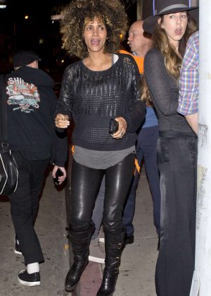 Halle Berry in Leather Pants out in Los Angeles