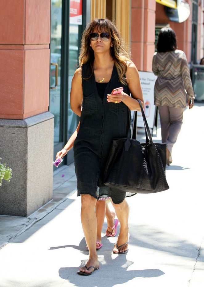 Halle Berry in Black Dress out in California