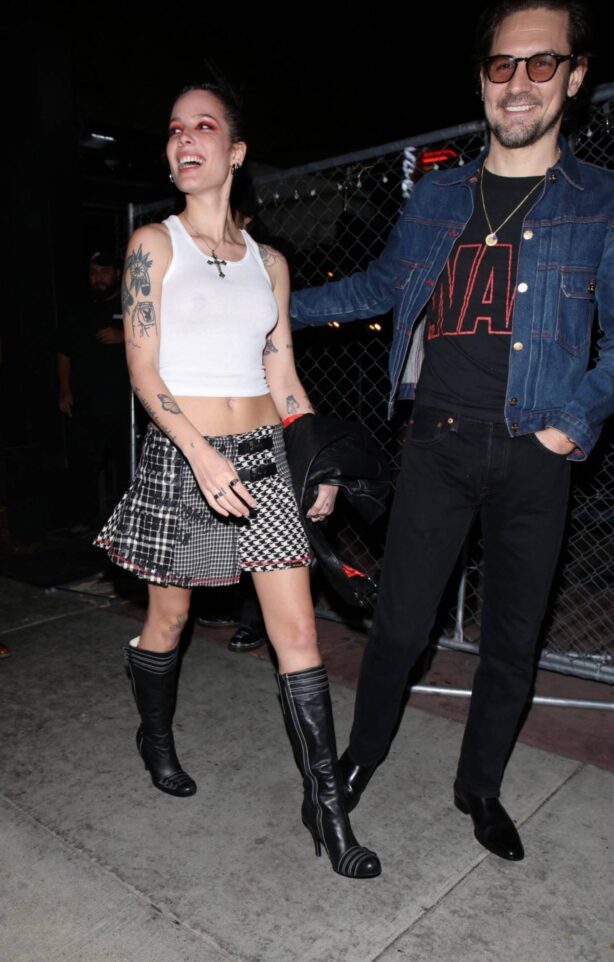 Halsey - With Alev Aydin leaving the Rainbow Bar and Grill in Hollywood