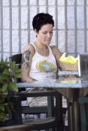 Halsey - With her husband Alev at Tere's Mexican Grill on a lunch break in Los Angeles