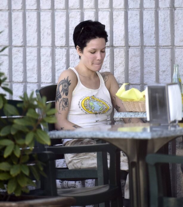 Halsey - With her husband Alev at Tere's Mexican Grill on a lunch break in Los Angeles