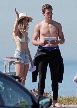 Halston Sage on the set of 'You Get Me' in Santa Monica