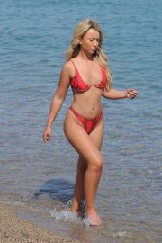 Harley Brash in Red Bikini on the beach in Lazarote