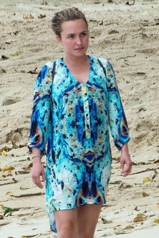 Hayden Panettiere in Summer Dress at the beach in Barbados