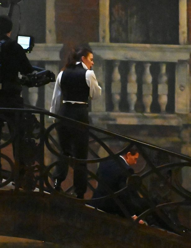 Hayley Atwell - On the set of 'Mission Impossible 7' on the bridge Minich in Venice
