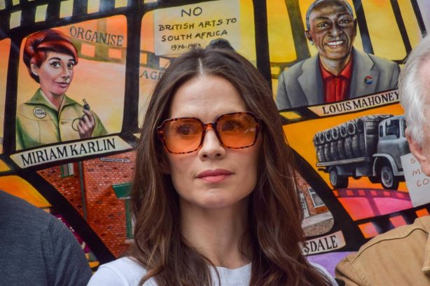 Hayley Atwell - Shows solidarity with striking Hollywood actors in Leicester Square - London