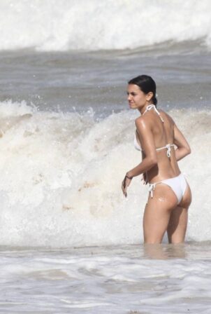 Hayley Erbert - In white bikini at the beach in Tulum