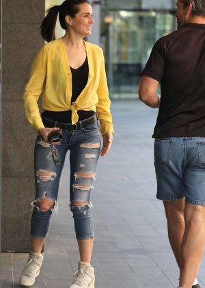 Heather Maltman in Ripped Jeans - Out in Gold Coast