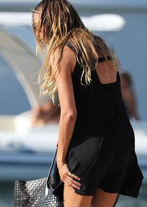 Heidi Klum in Black Dress out in Saint Tropez
