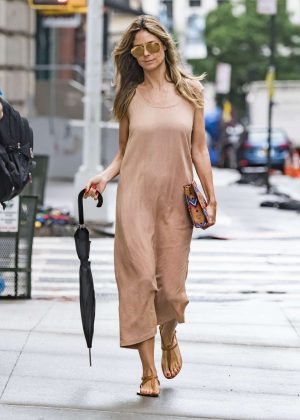 Heidi Klum in Long Dress Out in New York
