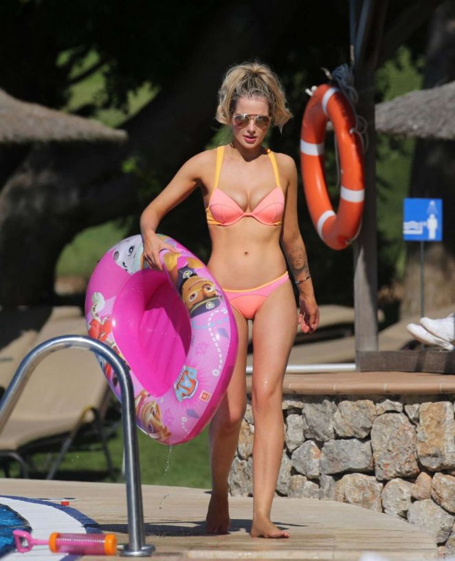 Helen Flanagan in Bikini at a pool in Majorca