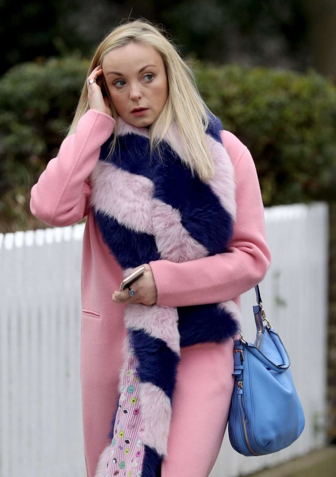 Helen George in Pink Coat out in London