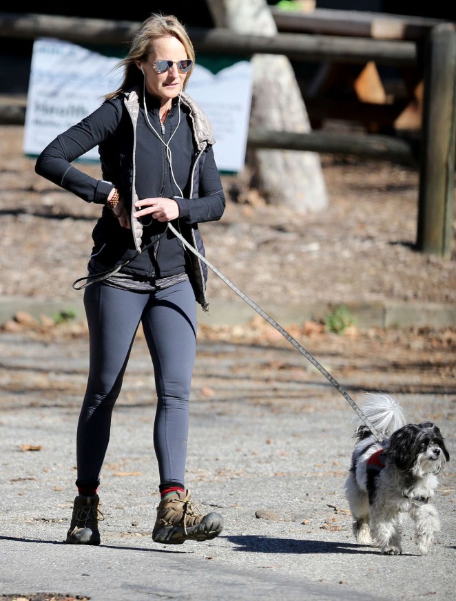 Helen Hunt - Walking her dog in Los Angeles