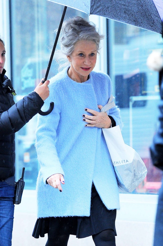Helen Mirren on the set of 'Collateral Beauty' in New York