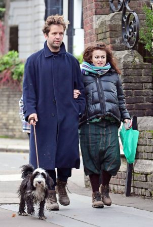 Helena Bonham Carter out with Rye Dag Holmboe and son in North London
