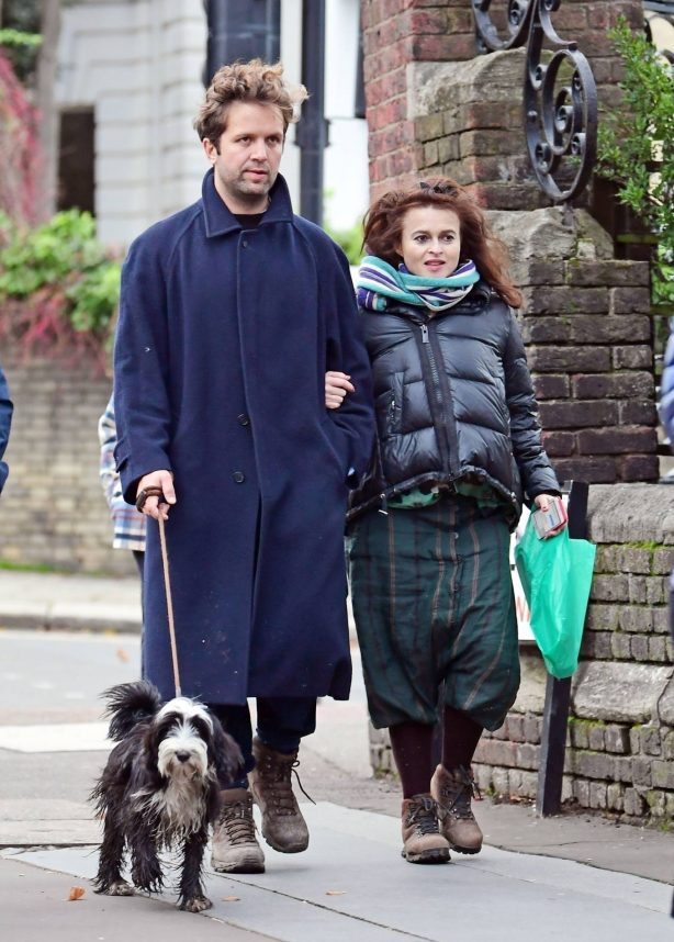 Helena Bonham Carter out with Rye Dag Holmboe and son in North London
