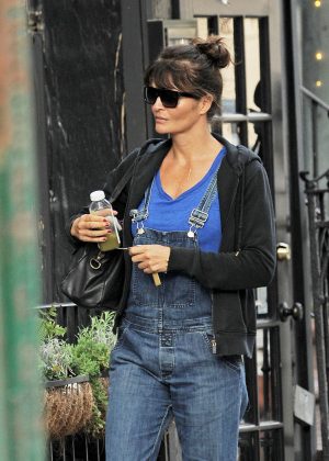 Helena Christensen in Jeans out in the West Village