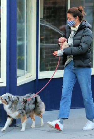 Helena Christensen - Out for a walk with her dog Kuma in New York