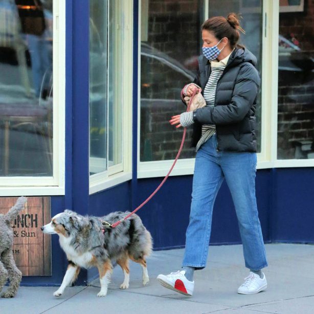 Helena Christensen - Out for a walk with her dog Kuma in New York