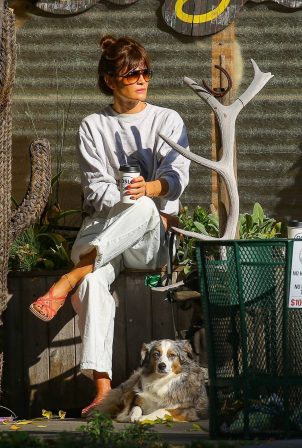 Helena Christensen - Seen with her dog Kuma while out in New York