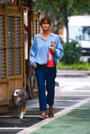 Helena Christensen - Spotted walking her dog in the West Village