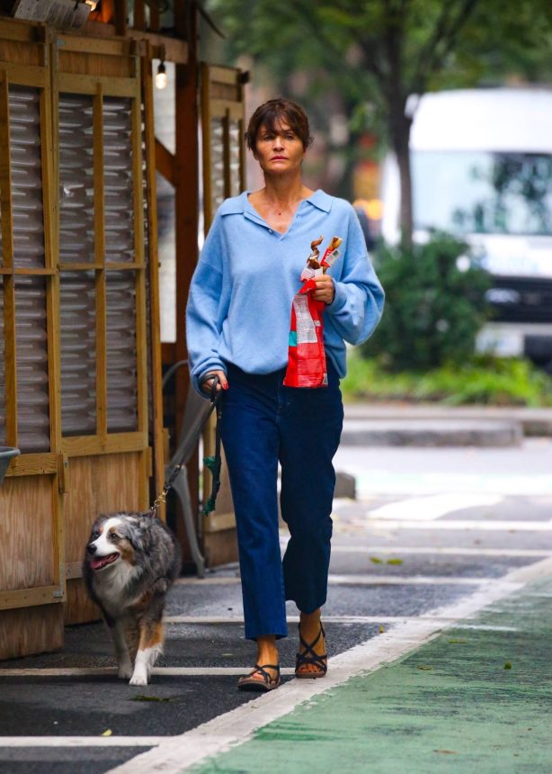 Helena Christensen - Spotted walking her dog in the West Village