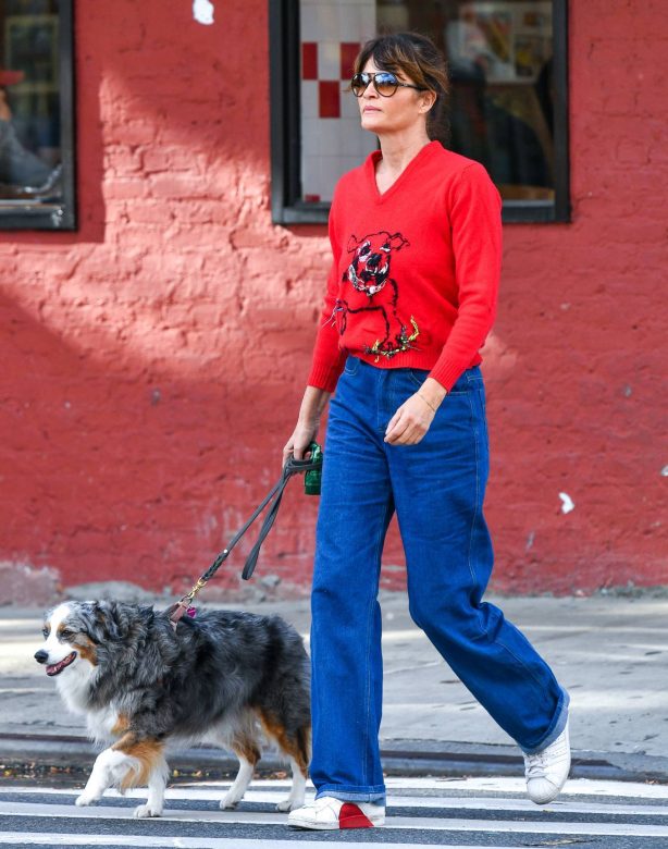 Helena Christensen - Steps out on a dog walk in New York