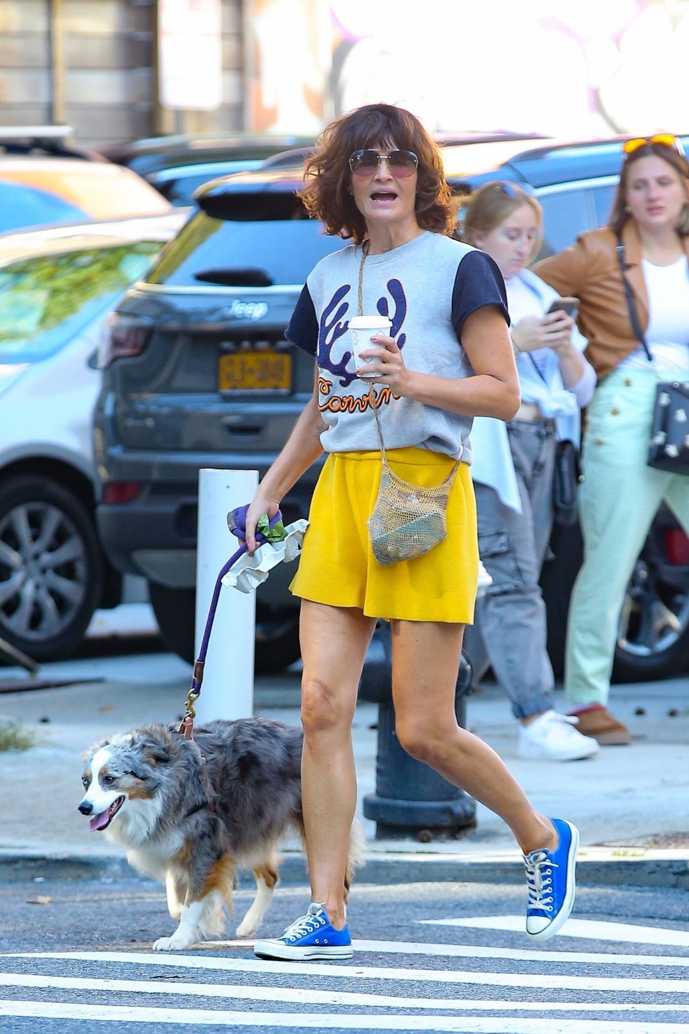 Helena Christensen - Steps out with her dog in New York