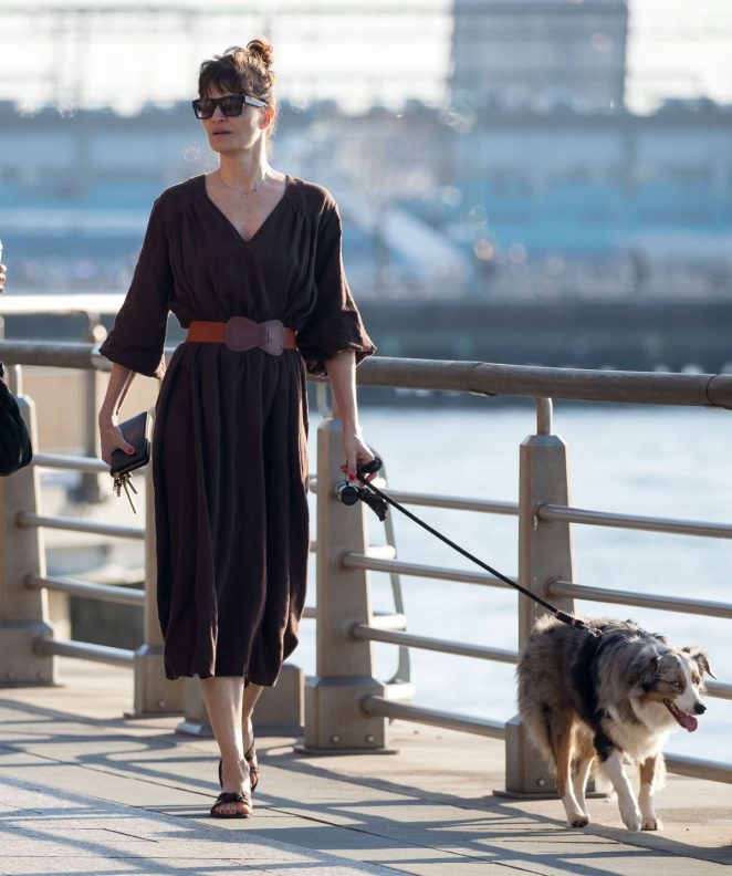 Helena Christensen - Walking her dog in New York
