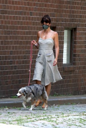 Helena Christensen - Walking her dog in NYC
