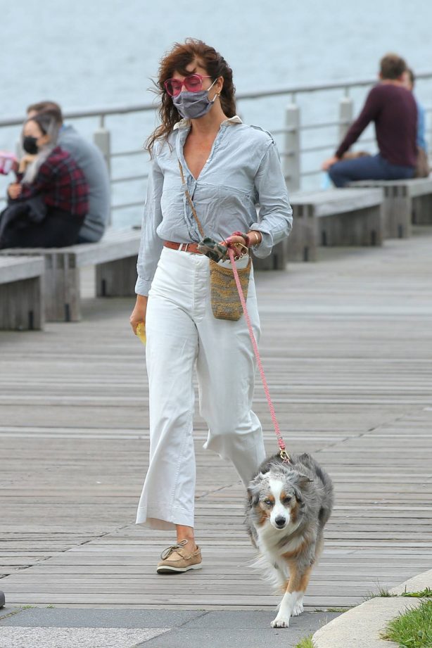 Helena Christensen - Walks her dog Kuma in New York