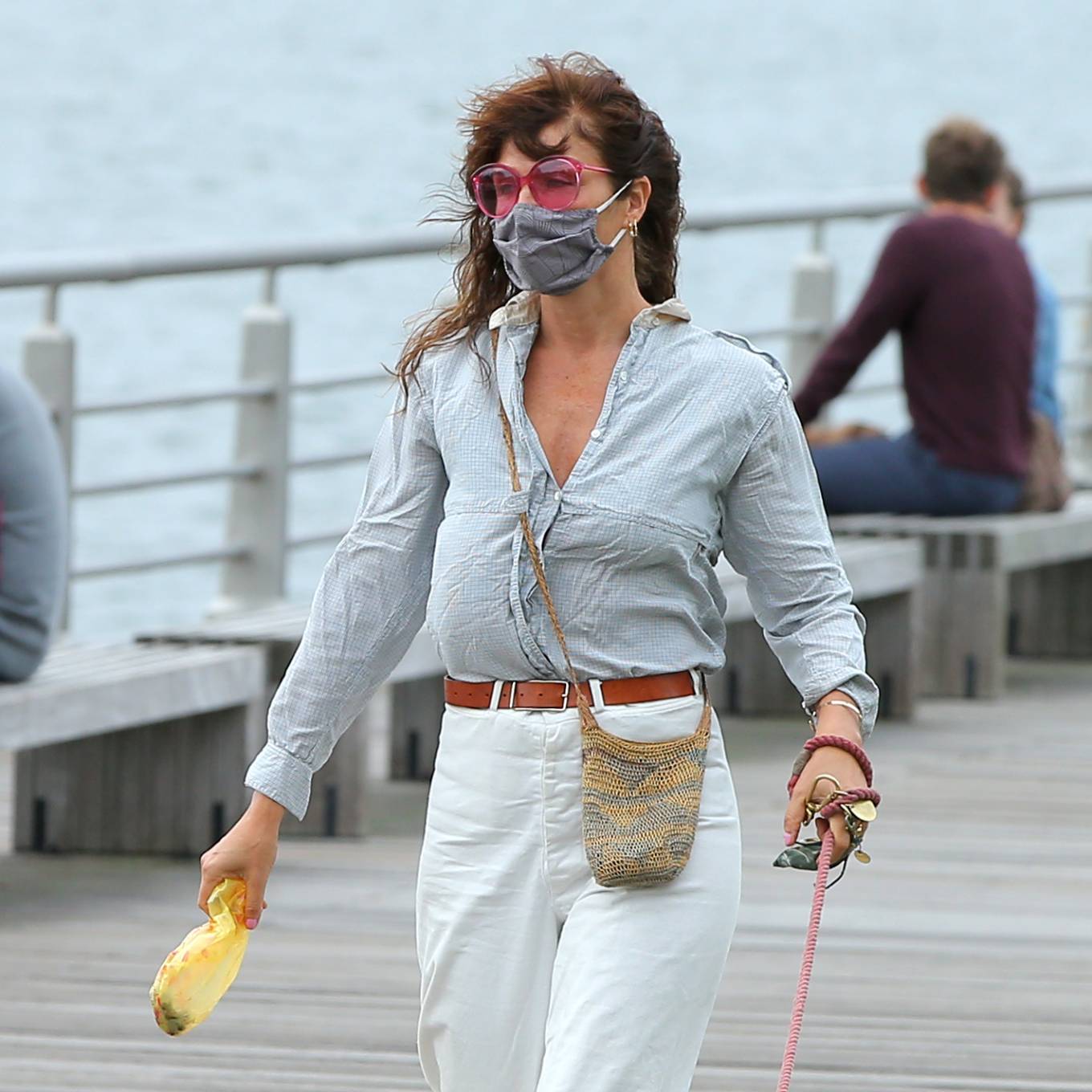 Helena Christensen – Walks her dog Kuma in New York