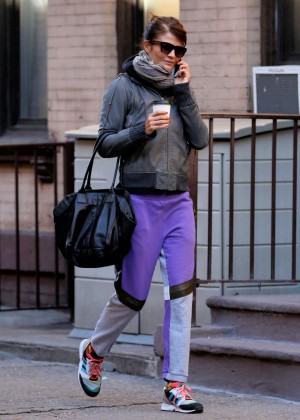 Helena Christensen walks to the gym in New York City