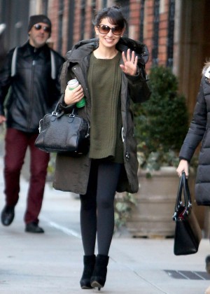 Hilaria Baldwin in Tights Out in the West Village