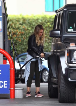 Hilary Duff at a gas station in Beverly Hills