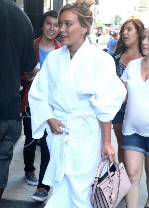 Hilary Duff in a Bathrobe out in NYC