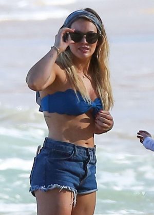 Hilary Duff in Bikini Top and Shorts in Hawaii