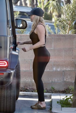 Hilary Duff - In black leggings in Studio City