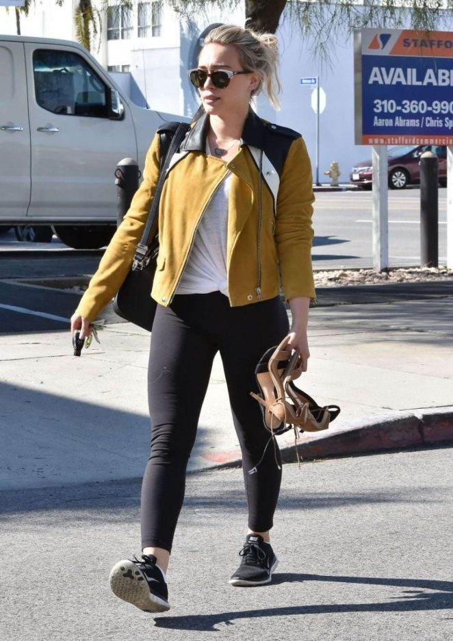 Hilary Duff in Black Leggings Out in West Hollywood