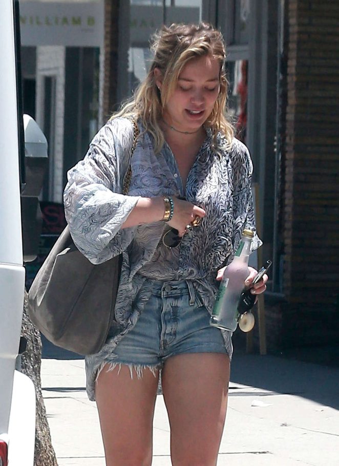 Hilary Duff in Denim Shorts Out in Studio City