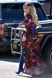 Hilary Duff in Floral Print Dress - out in Studio City