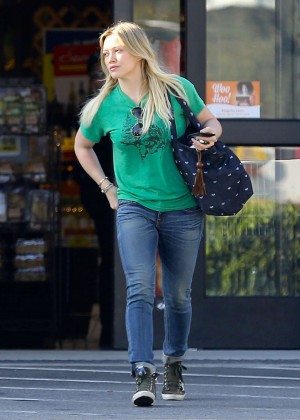 Hilary Duff in Green Shirt Out in LA