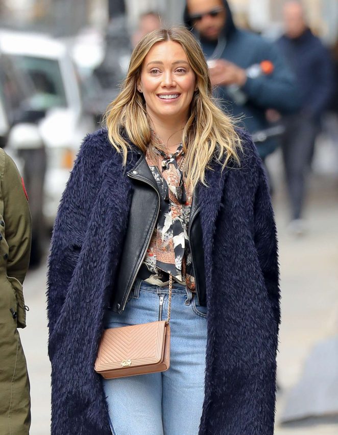 Hilary Duff in Jeans and Coat out in New York City