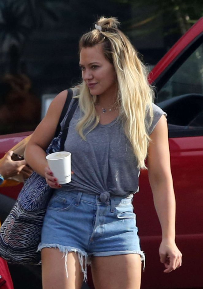 Hilary Duff in Jeans Shorts on holiday in Kauai