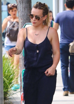 Hilary Duff in Jumpsuit out in Beverly Hills